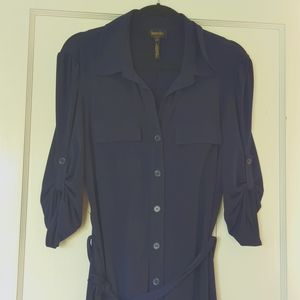 Knee length button down navy blue dress. Size 10.